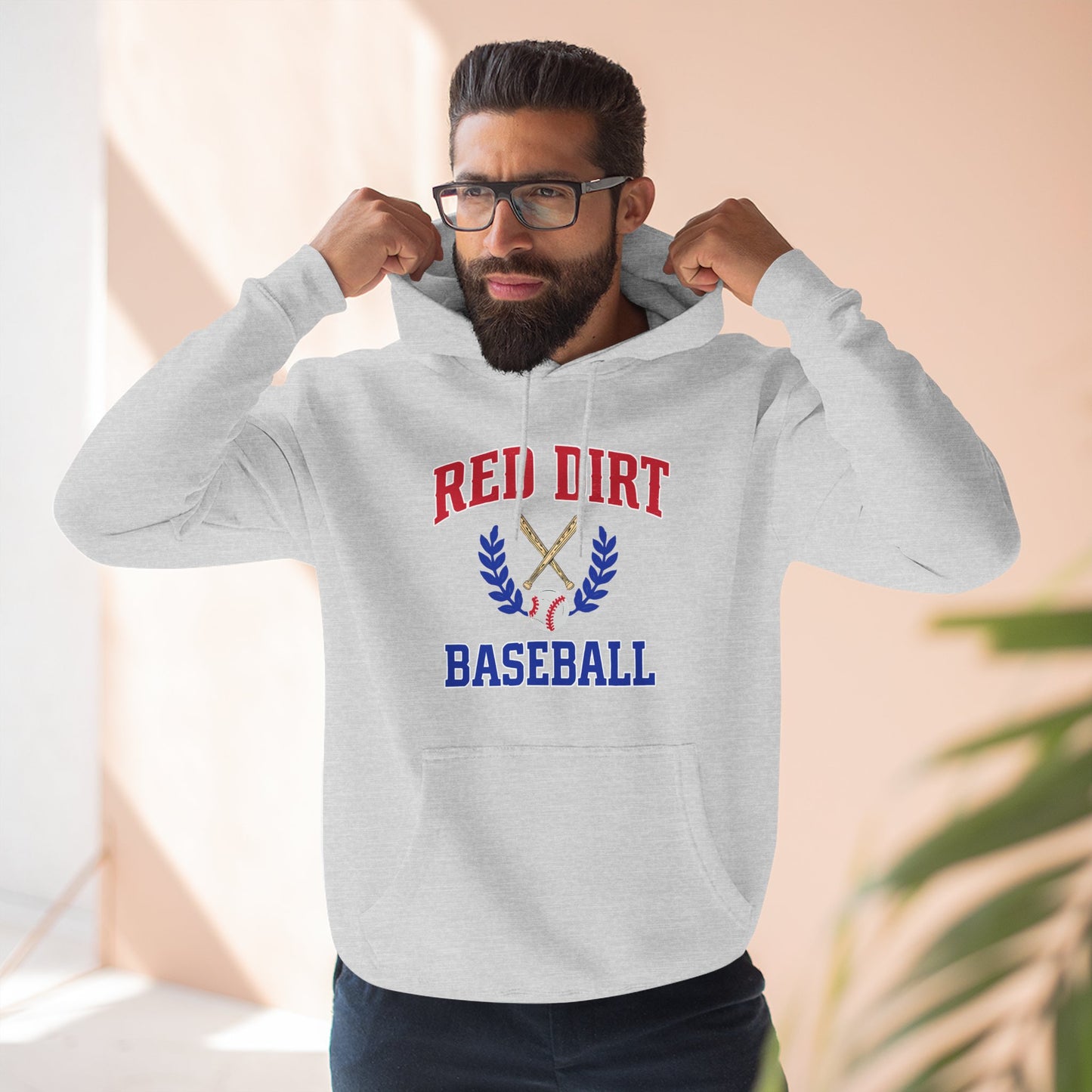 Red Dirt Baseball Crest Hooded Long Sleeve Tee