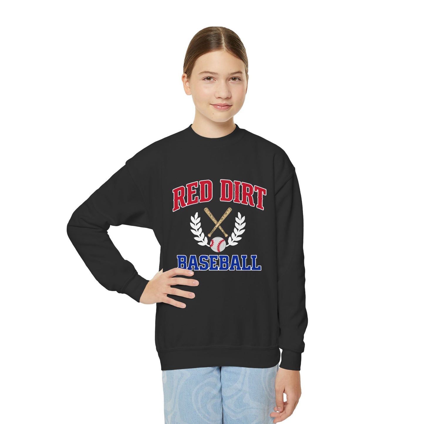 Youth Red Dirt Baseball Crest Crewneck Sweatshirt