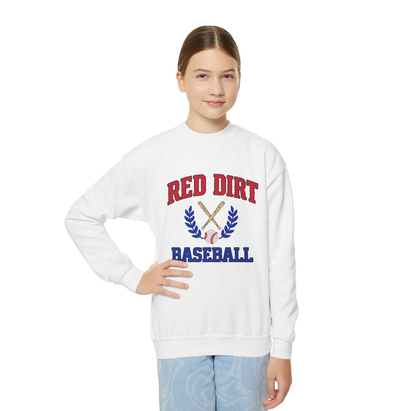 Youth Red Dirt Baseball Crest Crewneck Sweatshirt
