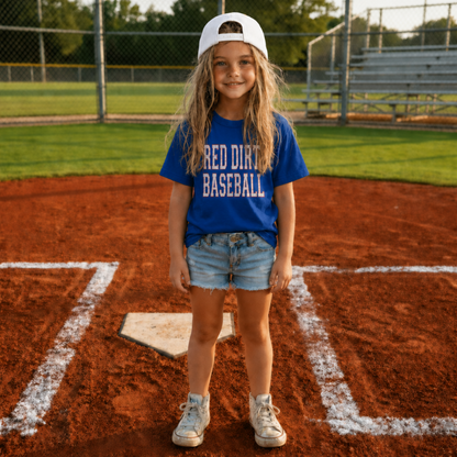 Youth Red Dirt Distressed Collegiate Baseball Tee