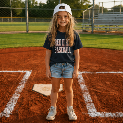 Youth Red Dirt Distressed Collegiate Baseball Tee