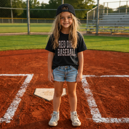 Youth Red Dirt Distressed Collegiate Baseball Tee