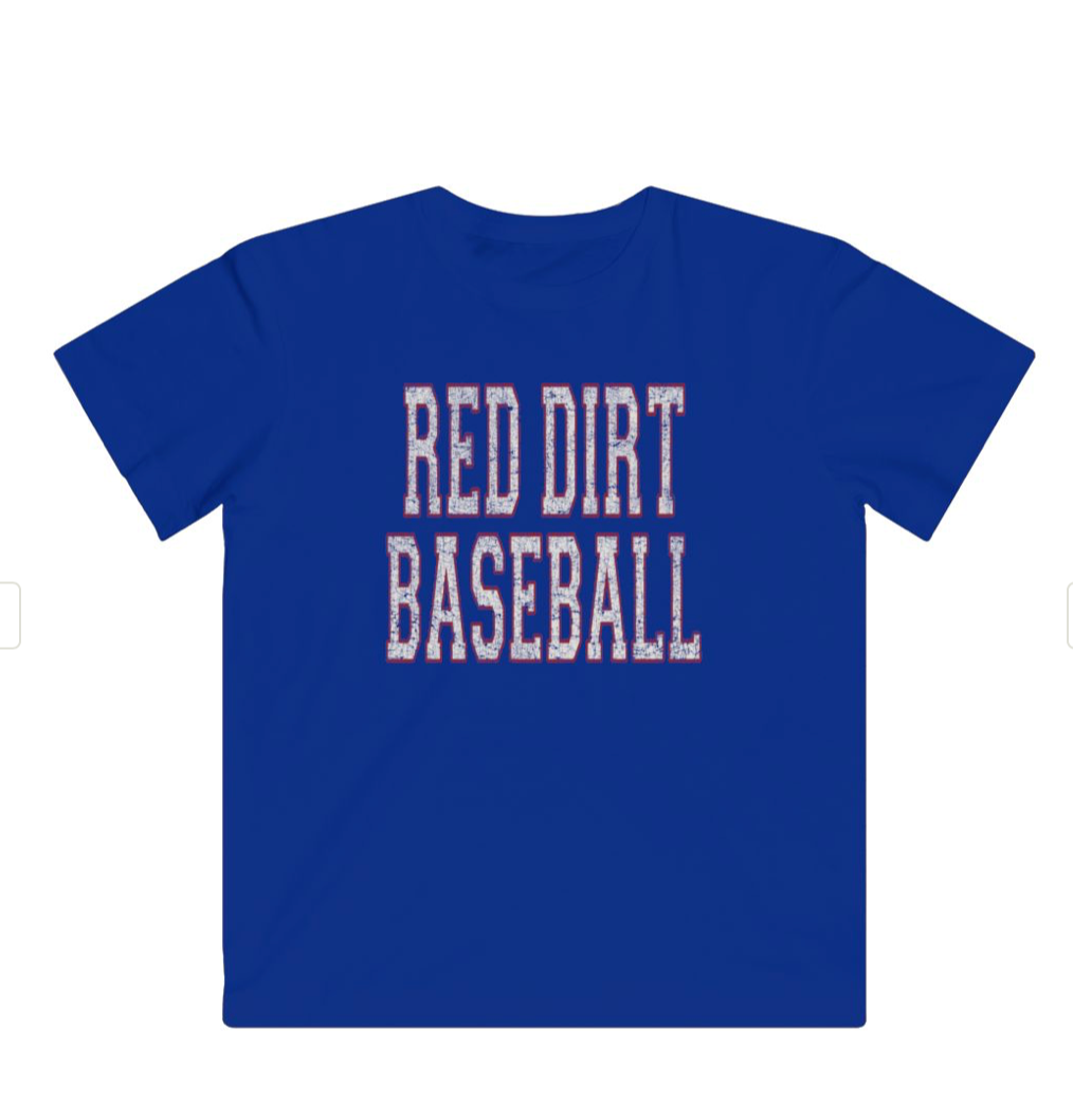 Youth Red Dirt Distressed Collegiate Baseball Tee