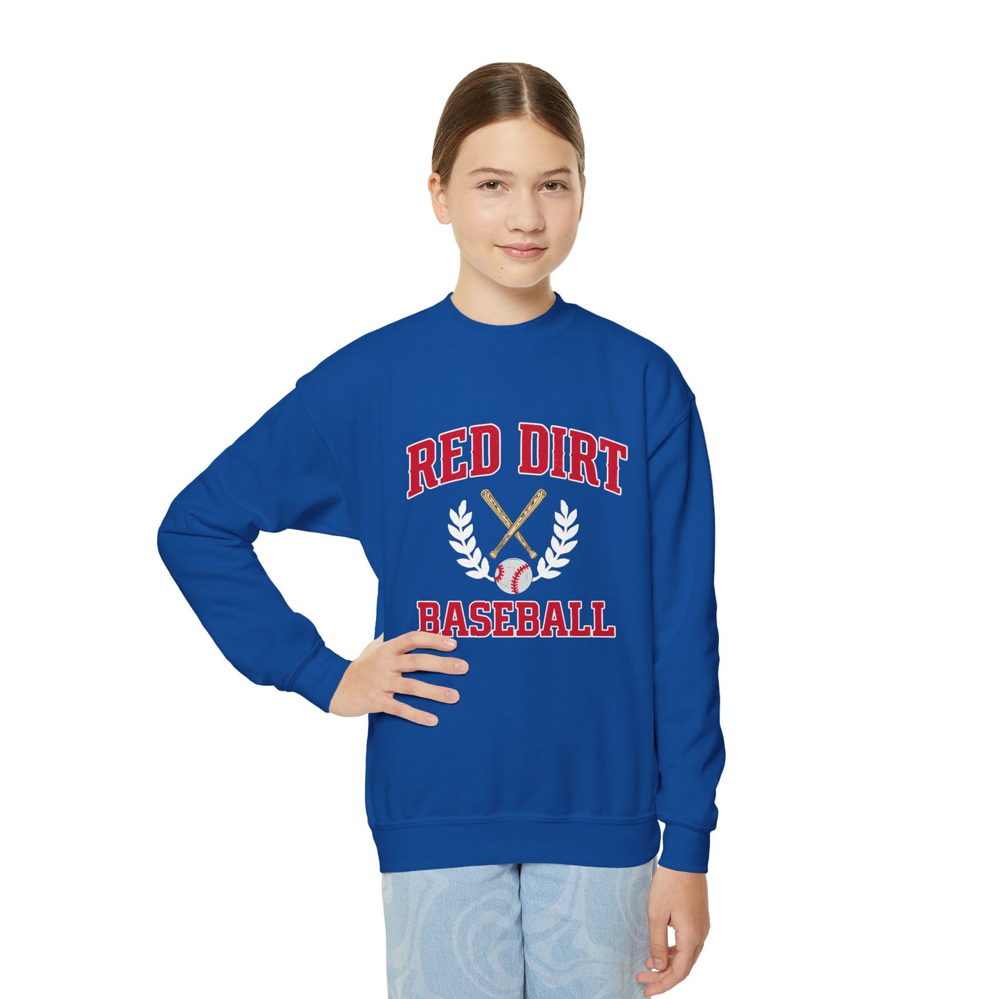 Youth Red Dirt Baseball Crest Crewneck Sweatshirt