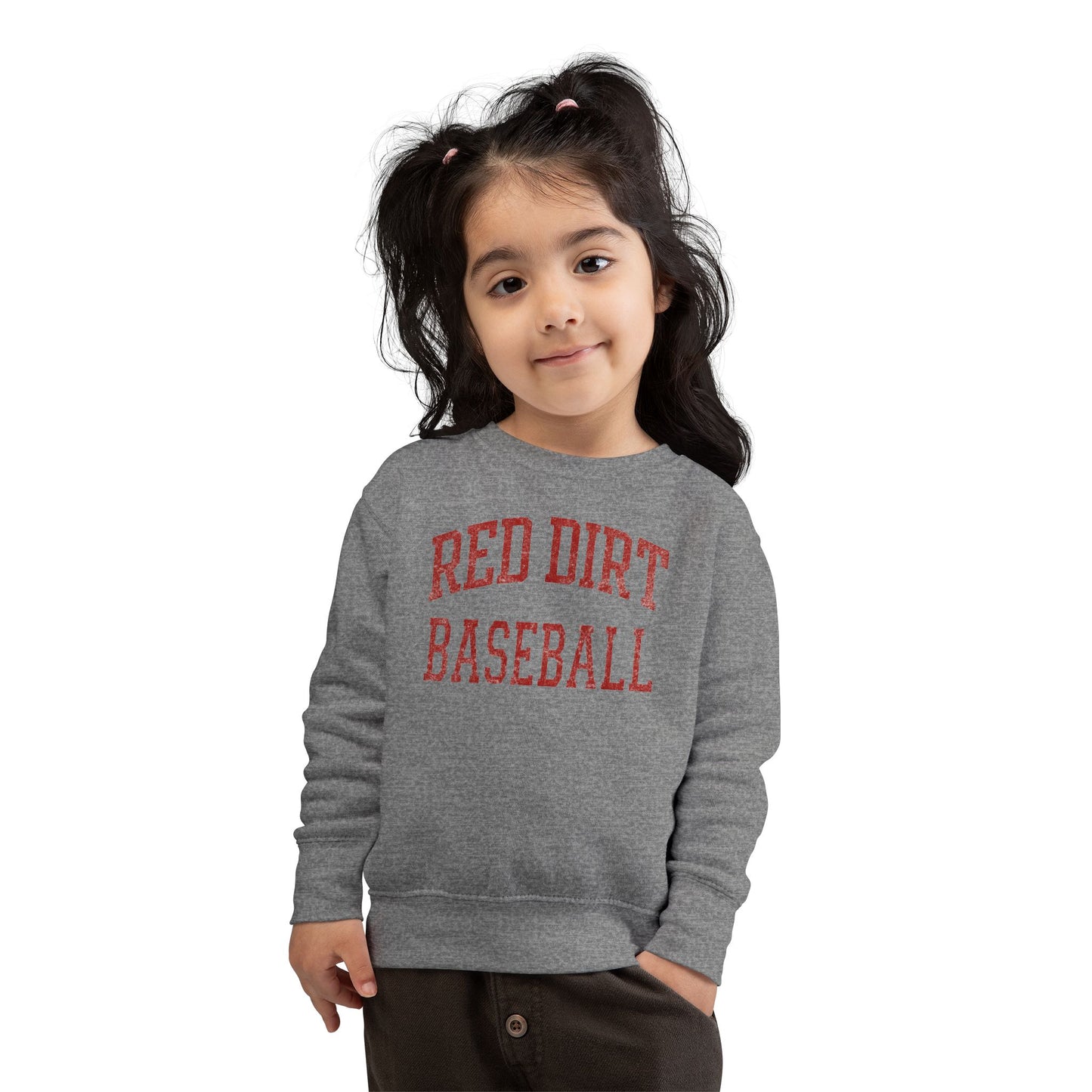 Toddler Worn Red Dirt Baseball Crewneck Sweatshirt