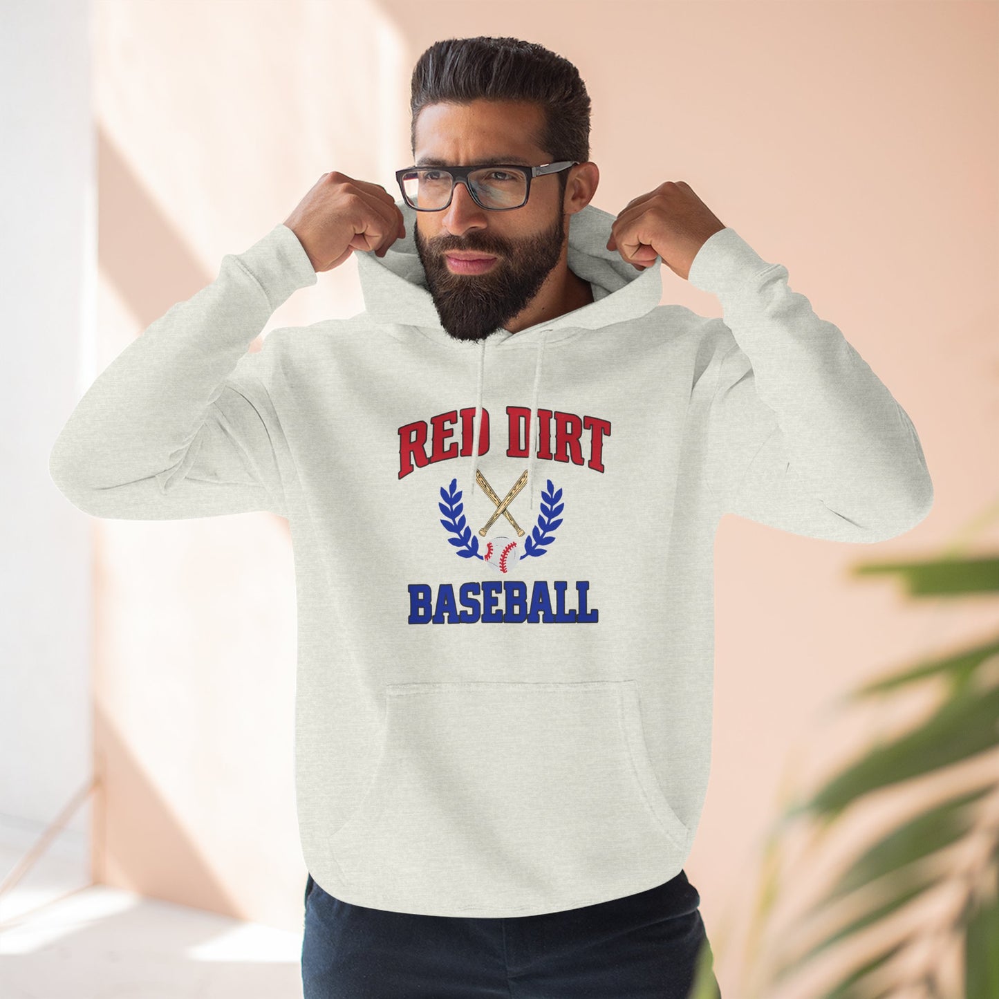 Red Dirt Baseball Crest Hooded Long Sleeve Tee